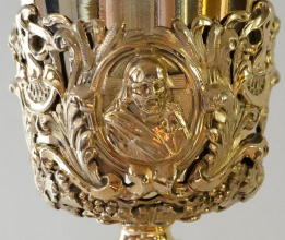 Ornate French antique solid silver gilt Baroque Chapel Set